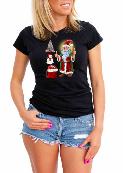 Santa Jolly Vibes Breathable Christmas Woman's  T-Shirt Top