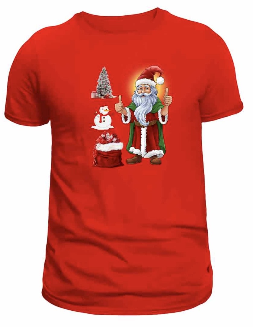 Santa Jolly Vibes Printed Breathable Men's Christmas  T-Shirt Top