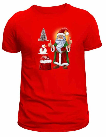 Santa Jolly Vibes Printed Breathable Men's Christmas  T-Shirt Top