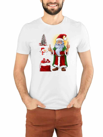 Santa Jolly Vibes Printed Breathable Men's Christmas  T-Shirt Top