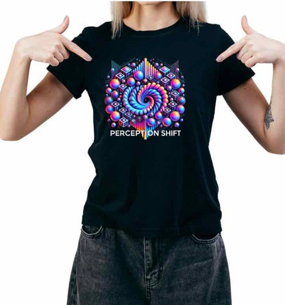 Women's Trending Breathable Fashion Printed Perception Shift T-Shirt Tops