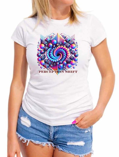 Women's Trending Breathable Fashion Printed Perception Shift T-Shirt Tops